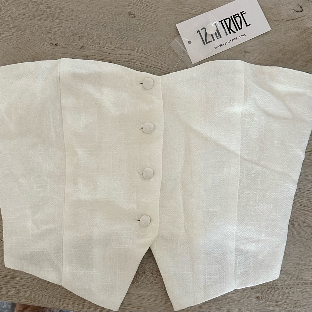 12th Tribe Ivory Textured Corset Top